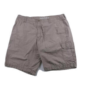 Nautica Mens Cotton Solid Beige Cargo Khaki Shorts Size 38